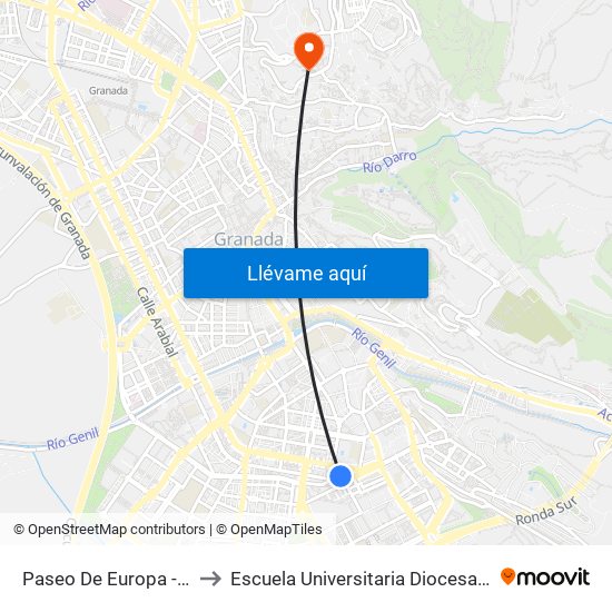 Paseo De Europa - Colegio García Lorca to Escuela Universitaria Diocesana De Magisterio La Inmaculada map
