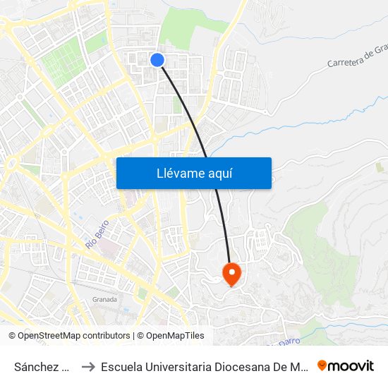 Sánchez Cotán 40 to Escuela Universitaria Diocesana De Magisterio La Inmaculada map