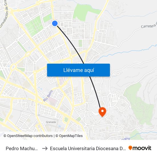Pedro Machuca - Ies La Paz to Escuela Universitaria Diocesana De Magisterio La Inmaculada map