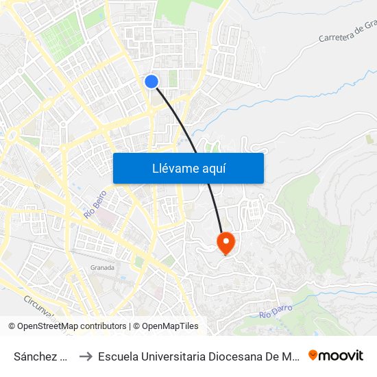 Sánchez Cotán 10 to Escuela Universitaria Diocesana De Magisterio La Inmaculada map