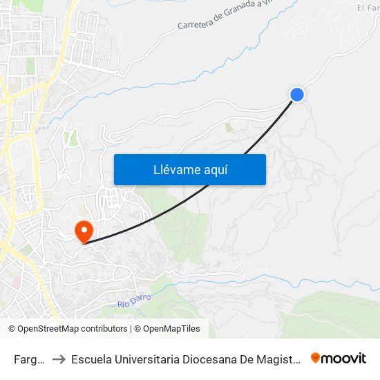 Fargue 2 to Escuela Universitaria Diocesana De Magisterio La Inmaculada map