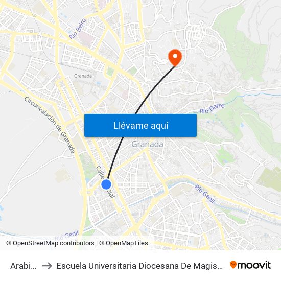 Arabial 22 to Escuela Universitaria Diocesana De Magisterio La Inmaculada map