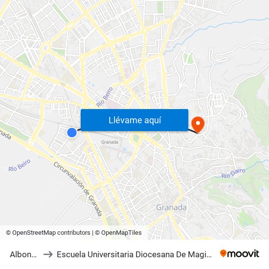 Albondón 4 to Escuela Universitaria Diocesana De Magisterio La Inmaculada map