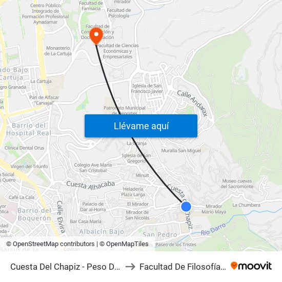 Cuesta Del Chapiz - Peso De La Harina to Facultad De Filosofía Y Letras map