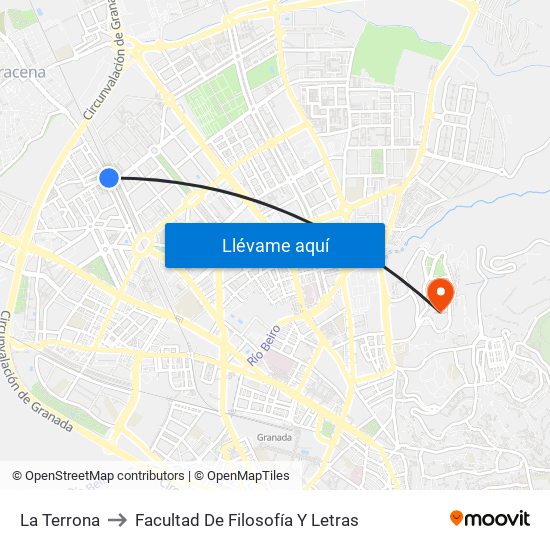 La Terrona to Facultad De Filosofía Y Letras map