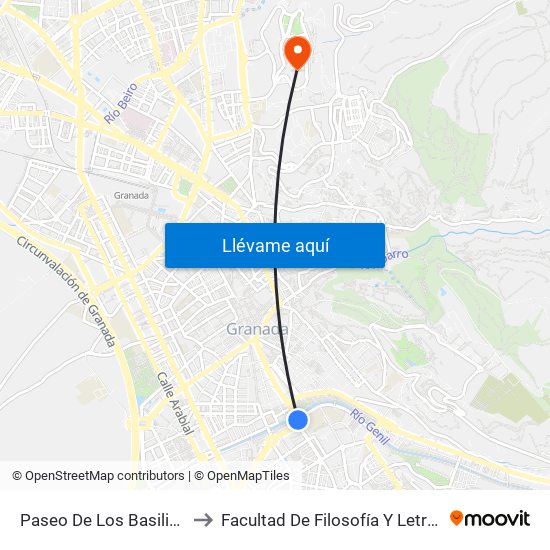 Paseo De Los Basilios to Facultad De Filosofía Y Letras map