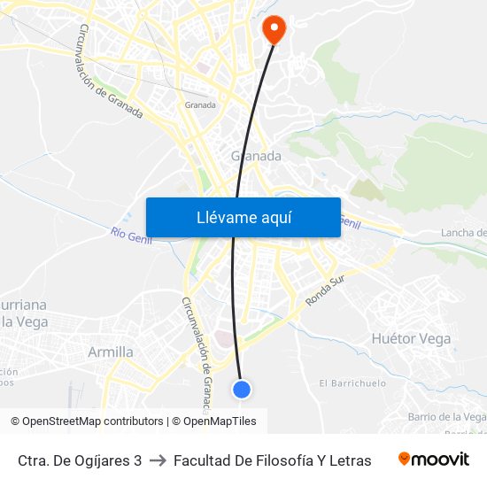 Ctra. De Ogíjares 3 to Facultad De Filosofía Y Letras map