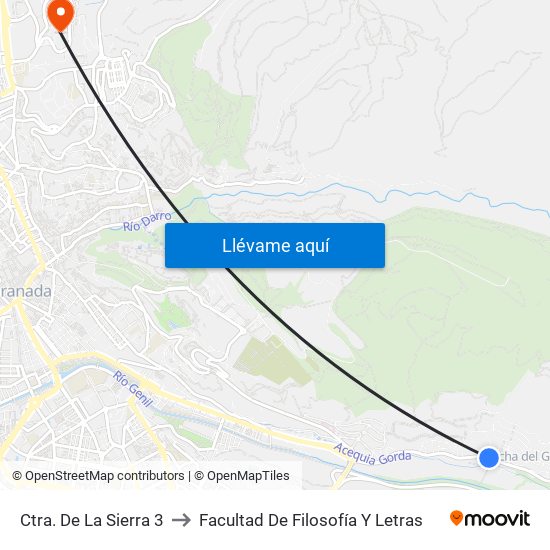 Ctra. De La Sierra 3 to Facultad De Filosofía Y Letras map