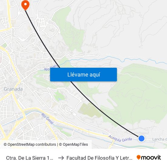 Ctra. De La Sierra 152 to Facultad De Filosofía Y Letras map