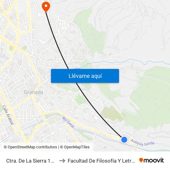 Ctra. De La Sierra 137 to Facultad De Filosofía Y Letras map