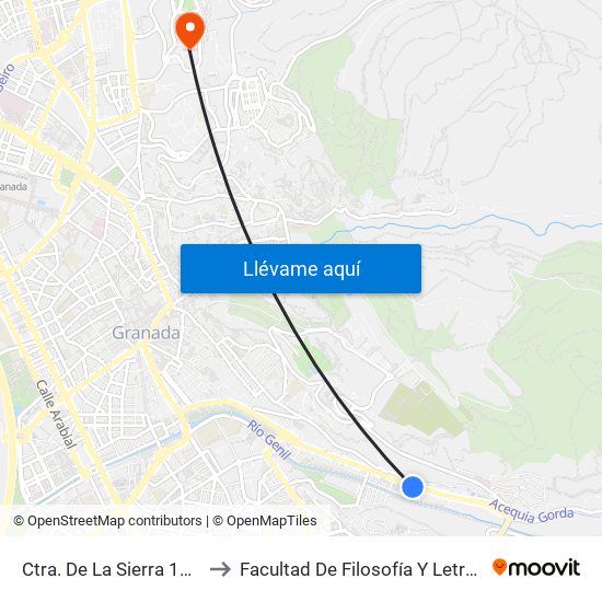 Ctra. De La Sierra 114 to Facultad De Filosofía Y Letras map