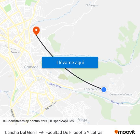 Lancha Del Genil to Facultad De Filosofía Y Letras map