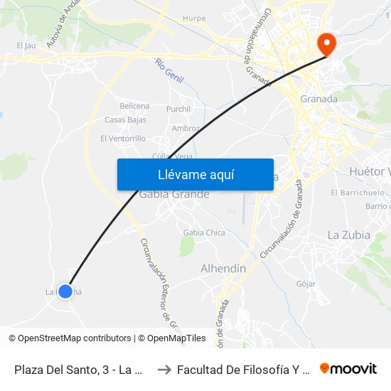 Plaza Del Santo, 3 - La Malahá to Facultad De Filosofía Y Letras map