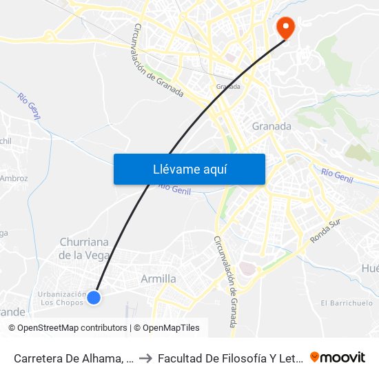 Carretera De Alhama, 90 to Facultad De Filosofía Y Letras map