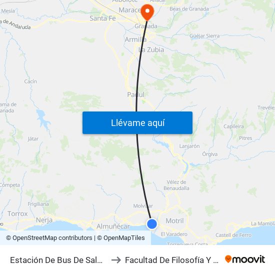 Estación De Bus De Salobreña to Facultad De Filosofía Y Letras map