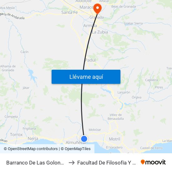 Barranco De Las Golondrinas to Facultad De Filosofía Y Letras map
