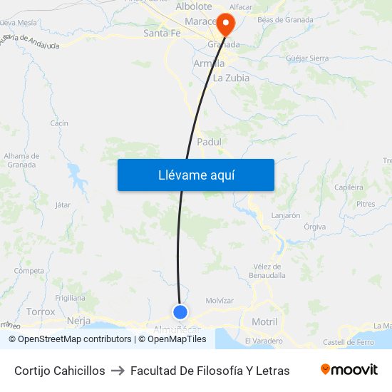 Cortijo Cahicillos to Facultad De Filosofía Y Letras map