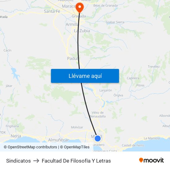 Sindicatos to Facultad De Filosofía Y Letras map