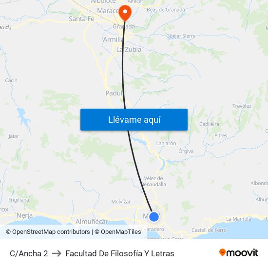 C/Ancha 2 to Facultad De Filosofía Y Letras map