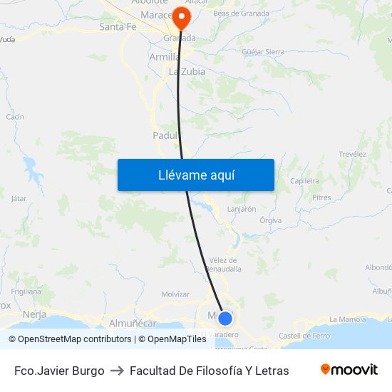 Fco.Javier Burgo to Facultad De Filosofía Y Letras map
