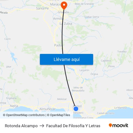 Rotonda Alcampo to Facultad De Filosofía Y Letras map