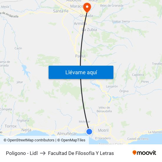 Poligono - Lidl to Facultad De Filosofía Y Letras map