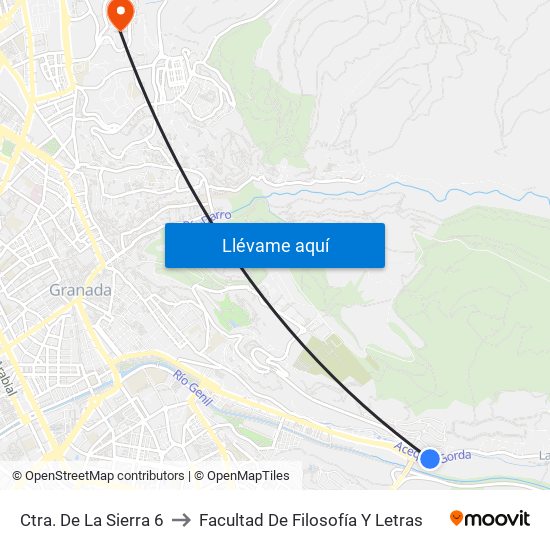 Ctra. De La Sierra 6 to Facultad De Filosofía Y Letras map