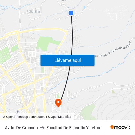 Avda. De Granada to Facultad De Filosofía Y Letras map