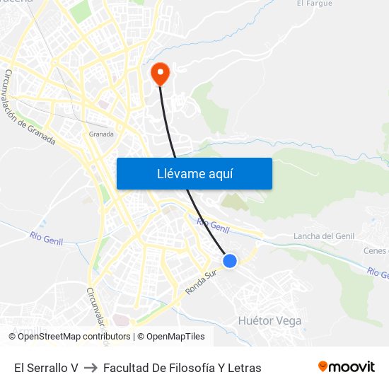 El Serrallo V to Facultad De Filosofía Y Letras map