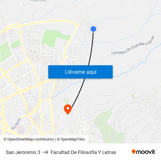 San Jerónimo 3 to Facultad De Filosofía Y Letras map