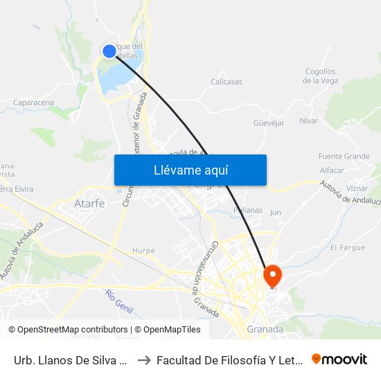 Urb. Llanos De Silva 1 V to Facultad De Filosofía Y Letras map