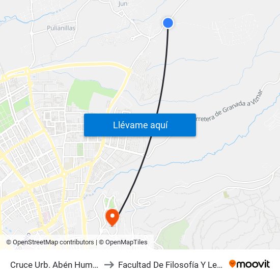 Cruce Urb. Abén Humeya to Facultad De Filosofía Y Letras map