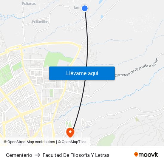 Cementerio to Facultad De Filosofía Y Letras map