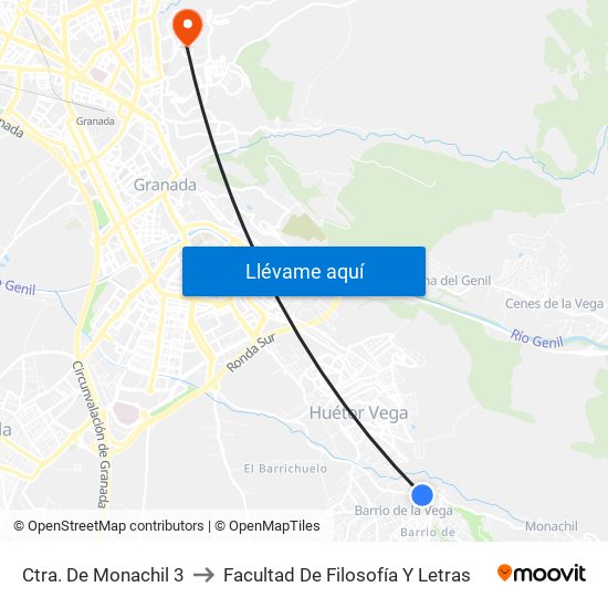 Ctra. De Monachil 3 to Facultad De Filosofía Y Letras map