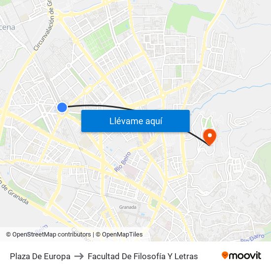 Plaza De Europa to Facultad De Filosofía Y Letras map