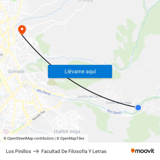 Los Pinillos to Facultad De Filosofía Y Letras map