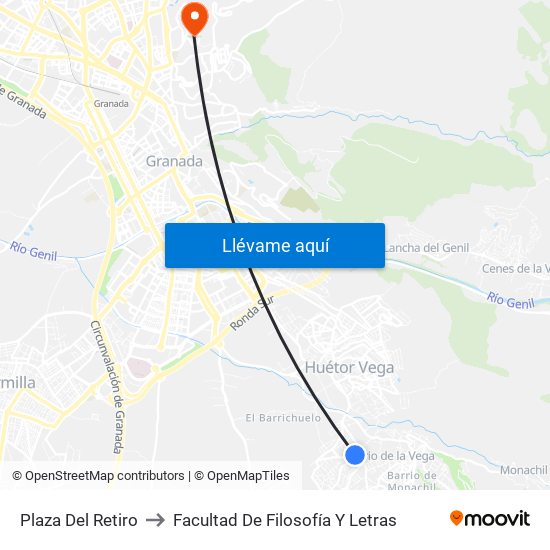 Plaza Del Retiro to Facultad De Filosofía Y Letras map