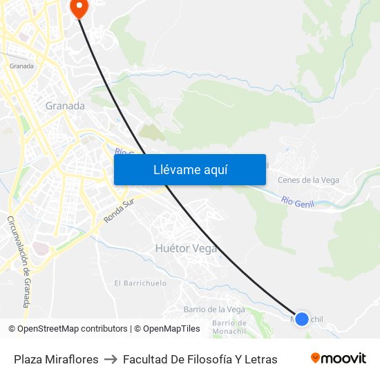 Plaza Miraflores to Facultad De Filosofía Y Letras map