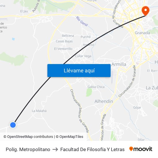 Políg. Metropolitano to Facultad De Filosofía Y Letras map