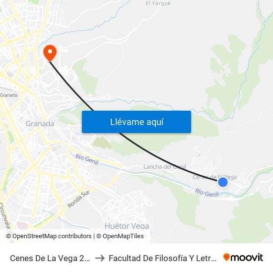 Cenes De La Vega 2 V to Facultad De Filosofía Y Letras map