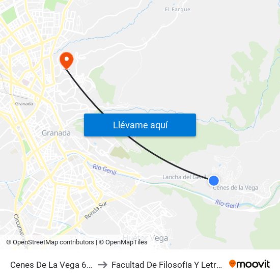 Cenes De La Vega 6 V to Facultad De Filosofía Y Letras map