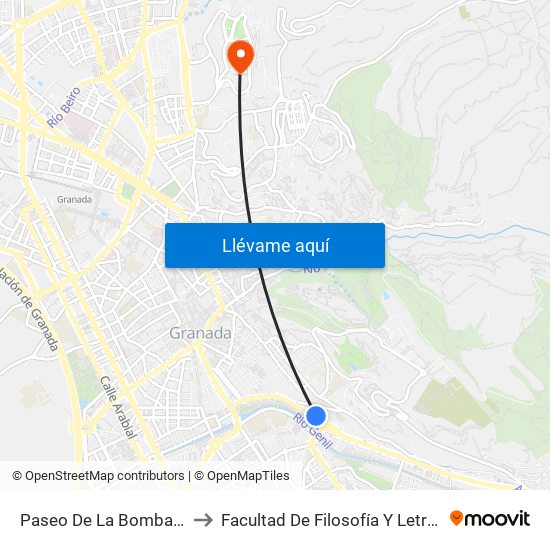 Paseo De La Bomba V to Facultad De Filosofía Y Letras map
