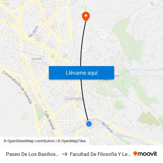 Paseo De Los Basilios 1 V to Facultad De Filosofía Y Letras map