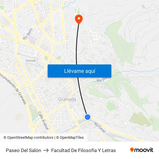 Paseo Del Salón to Facultad De Filosofía Y Letras map