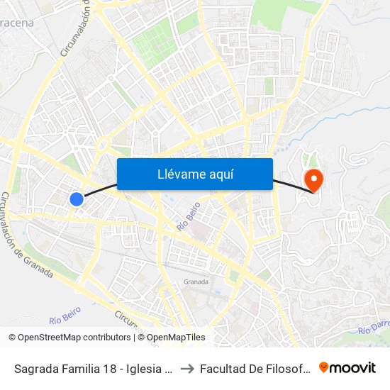 Sagrada Familia 18 - Iglesia Santa Micaela to Facultad De Filosofía Y Letras map