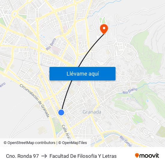 Cno. Ronda 97 to Facultad De Filosofía Y Letras map