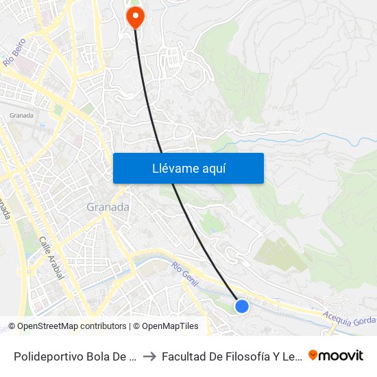 Polideportivo Bola De Oro to Facultad De Filosofía Y Letras map