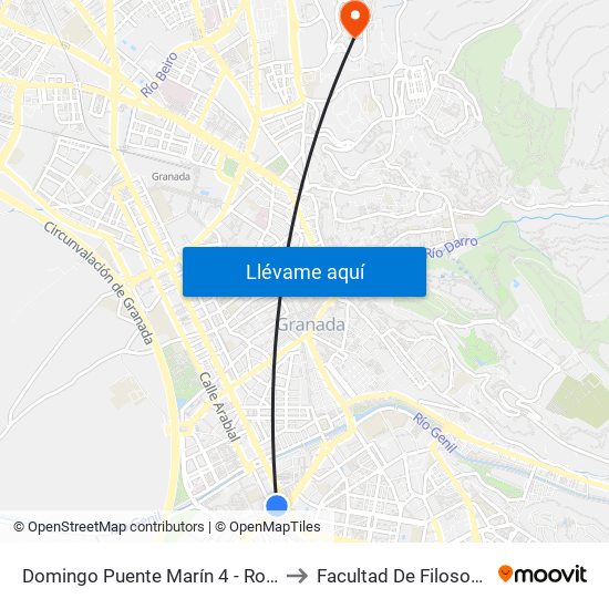 Domingo Puente Marín 4 - Rotonda Aviación to Facultad De Filosofía Y Letras map