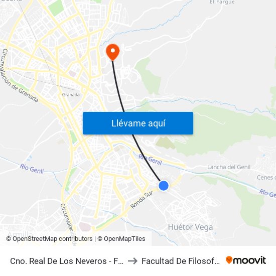 Cno. Real De Los Neveros - Fte Aconcagua to Facultad De Filosofía Y Letras map