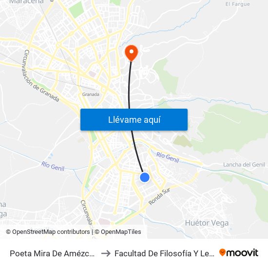 Poeta Mira De Amézcua 1 to Facultad De Filosofía Y Letras map